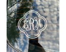 Monogram Sticker with Frame Border - Custom Monogram Car Decal - Personalized Initial Letter Vinyl Yeti Circle Script Block Heart Diamond Fishtail Vine Cursive Stacked for Laptop Bottles Cup 